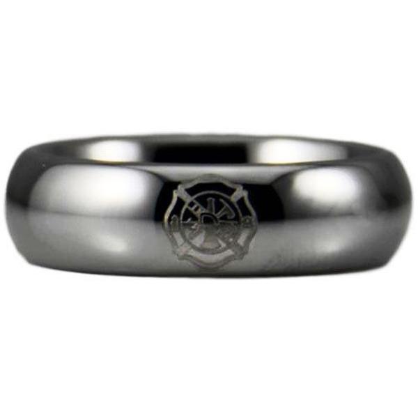 Silver Tungsten Slim Firefighter's Ring