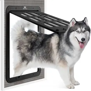 Large Dog Screen Door, 13 x 17 inches Flap Opening Dog Door for Screen Door with 4 Ways, Self-Closing Pet Screen Door for Dogs Cats, Black
