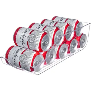 vacane Soda Can Organizer for Refrigerator, Clear Drink Holder Dispenser - Holds 10 Cans Each, Beverage Canned Food Container Bin Storage Organizer For Fridge, Pantry, Freezer, Countertops