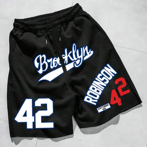 Men's Regular-Fit Shorts with Letter and Number Graphics, Breathable Casual Shorts with Elastic Drawstring Waist and Side Pockets for Summer, Everyday, and Outdoor Wear