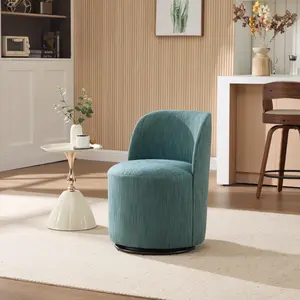 Linen 360 degree Swivel Dining Chair (Dark Green, Orange, Beige)