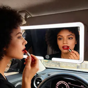 Portable Vanity Mirror with Adjustable Lighting for Auto Use，Glam LED Car Visor Mirror for On‑the‑Go Makeup Touch‑Ups Luxe Tri‑Color LED Car Makeup Mirror with Magnetic Design