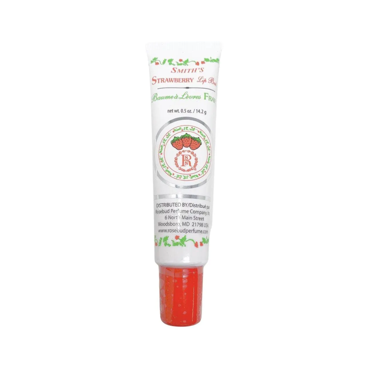 Rosebud Strawberry Lanolin Lip Balm Tube - 2.5 oz, Hydrating Soothing Daily Care for Dry Lips