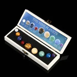 9-Piece Natural Crystal Ball Set, Solar System Desktop Decor, Gemstone Galaxy Model, Creative Home Office Ornament, Loose Gems, Crystal Decorative Ornaments