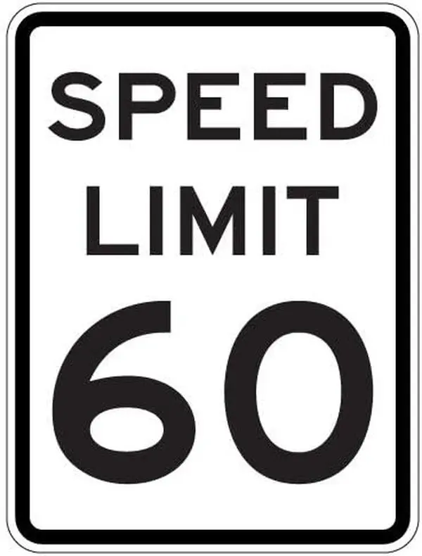 Durable R2-1 60-MPH Speed Limit Sign - 8"x12"-3M High Intensity Prismatic Reflective, Rustproof Aluminium, Enhanced Visibility, 8” x 12” Aluminum Signs for Home Decor, Standards-Compliant Home Supplies Plaque, Rust-Free Alum.