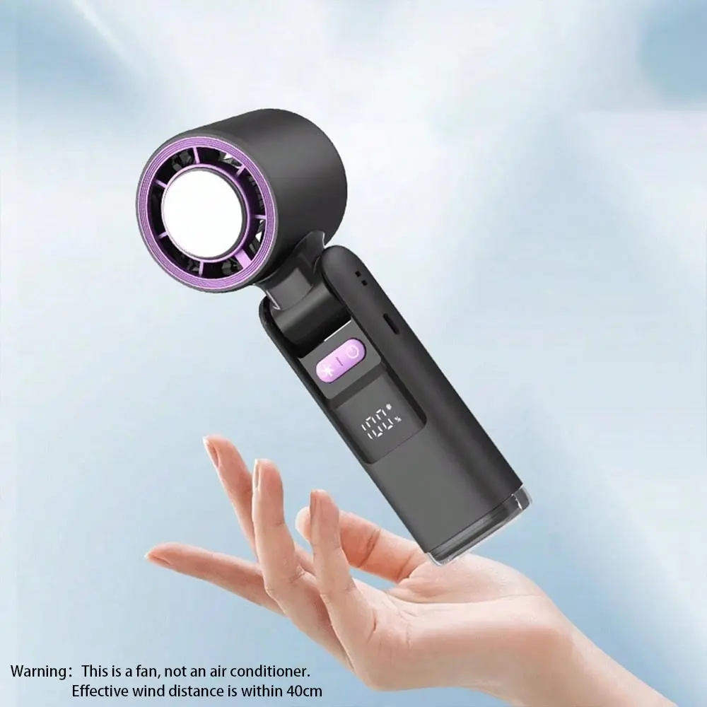 Digital Display Fan K801, 199 Speeds, Foldable Portable Mini Fan with Night Light, Ice Compress Handheld Fan, USB Handheld Fan, Multifunctional Fan