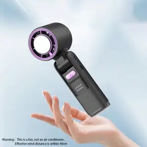 1Count Ice Compress Handheld Fan 199 Levels Speed Portable Mini Foldable Handheld Turbo Fan with Flashlight Outdoor