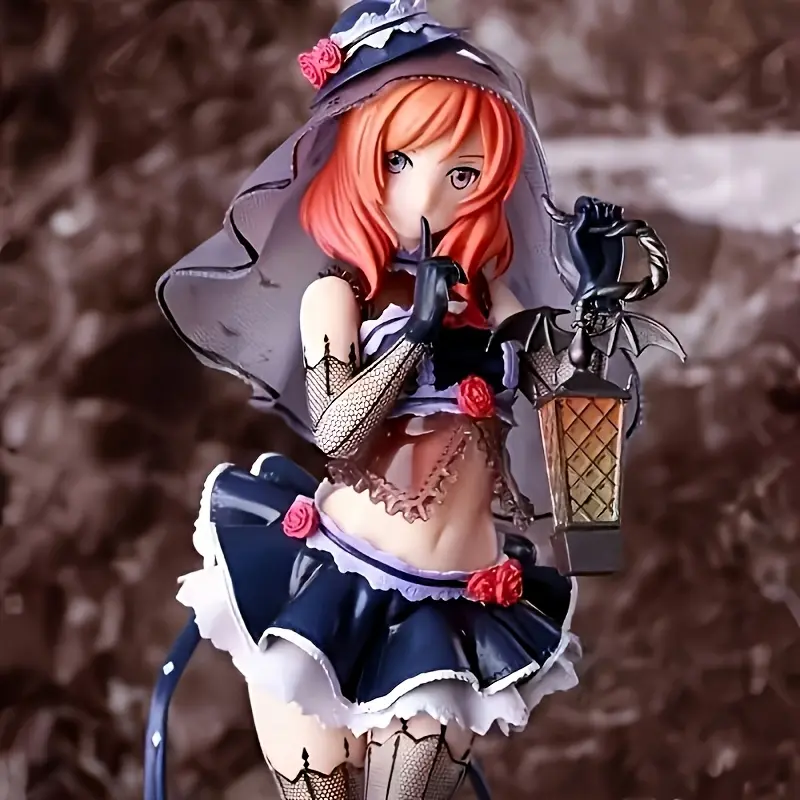 25cm Dark Night Demon PVC Lacey Art Toy Collectible Anime Figure Statue - Red Roses, Black Tulle Skirt, Lightweight Veil, Hollow Lace Hem, Retro Style - for Anime Game Enthusiasts, Room Decor Collections, Anime Figures