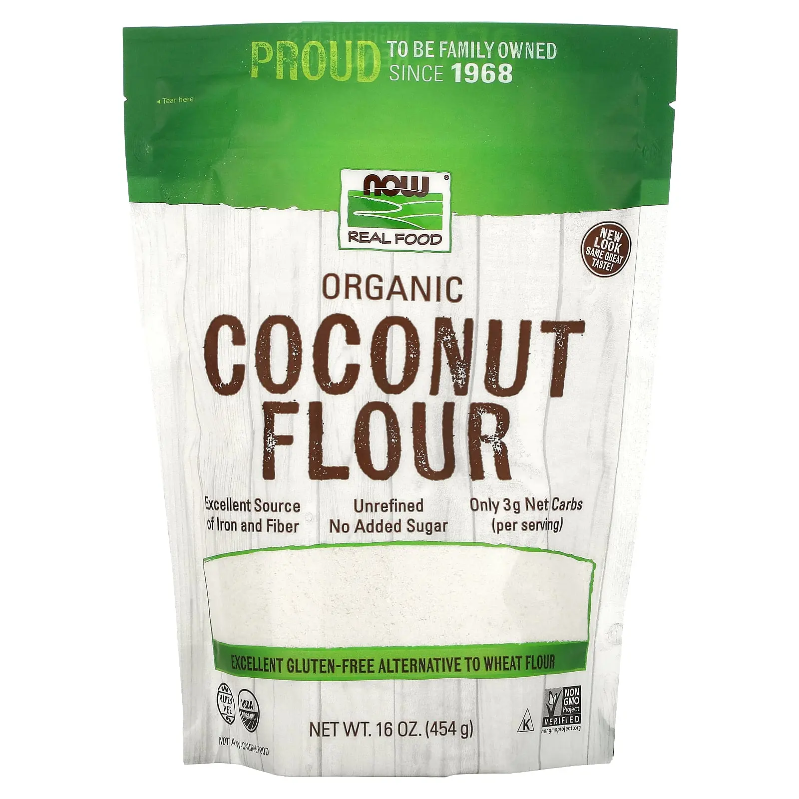 NOW Foods Organic Coconut Flour, 16 oz (454 g)