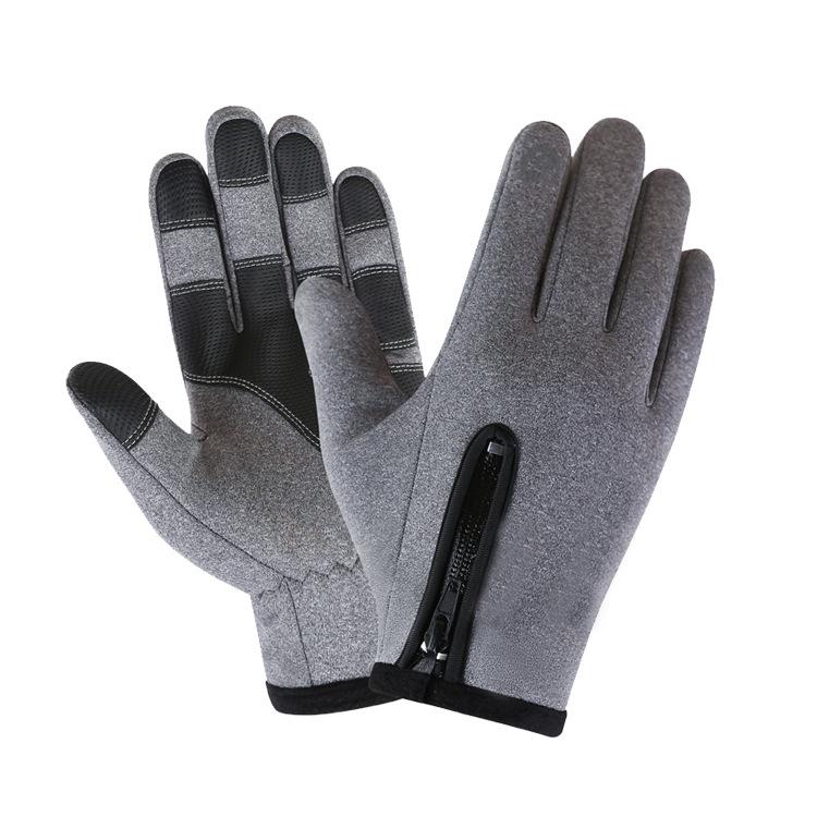 Outdoor Waterproof Gloves Touch Screen Windproof Riding Zipper Sports Winter Warm Fleece Mountaineering Gloves
