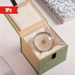 1pc Sculpture Decoration, Dandelion Crystal Glass Ball, Resin Lens Natural Plants Specimen Flowers Crystal Ball, Christmas Love Gift Home Decor Craft Ball, For Paperweight Desktop Decor, Christmas Decor, Home Supplies