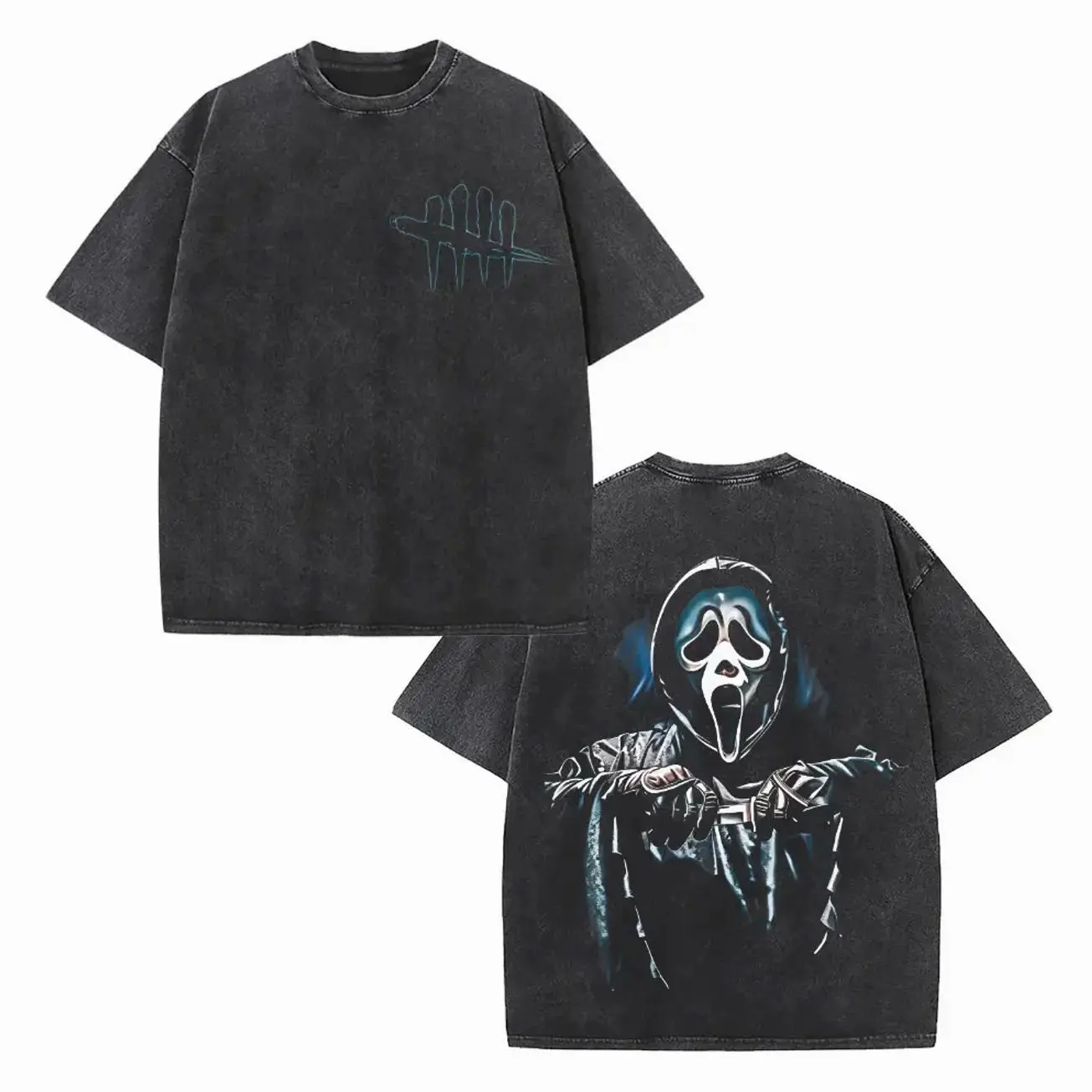 Dead by Daylight Ghost Face Vintage Washed Graphic Tee Unisex Oversized Premium Cotton Casual Crewneck Short Sleeve Top Classic Horror Gaming Streetwear Stylish Daily Outfit Perfect Gift For Adult Game Fans RE4