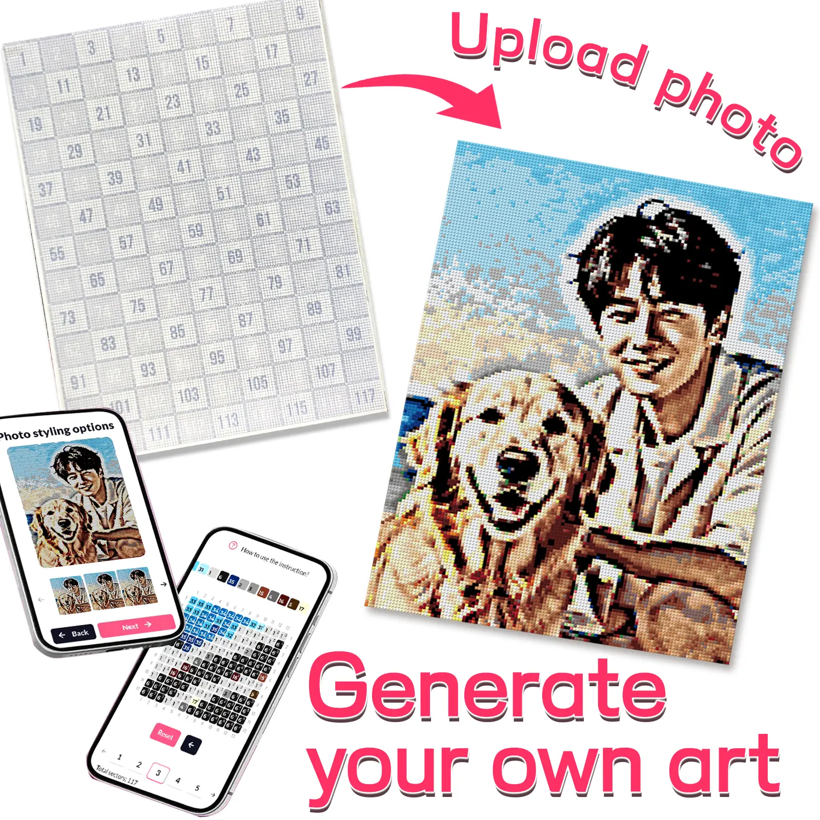 Custom Photo Diamond Painting Kit with Frame, 30×40cm Framed Portrait Wall Art, 38 Kinds Square Diamonds for Vivid Finished Effect, Full Complete Dotting Tools, Scan QR to Upload Private Photos, Thoughtful Handmade Gift for Birthday & Anniversary.
