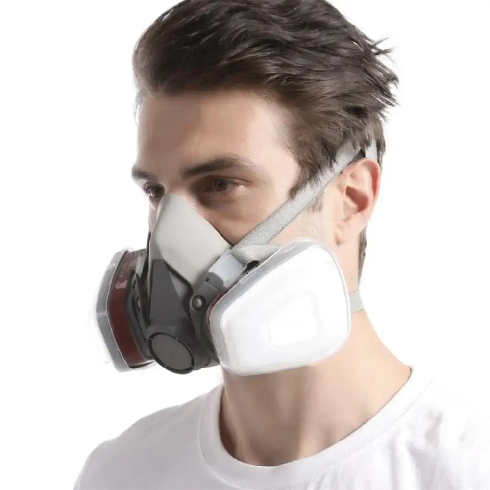 7-in-1 Safety Face Mask Set, Dual Respirator Gas Mask, Protective Mask, Dustproof Gasproof Mask, Dustproof and Gas-Proof Professional Chemical Spray Paint Workplace Safety Tool, Safety Gear