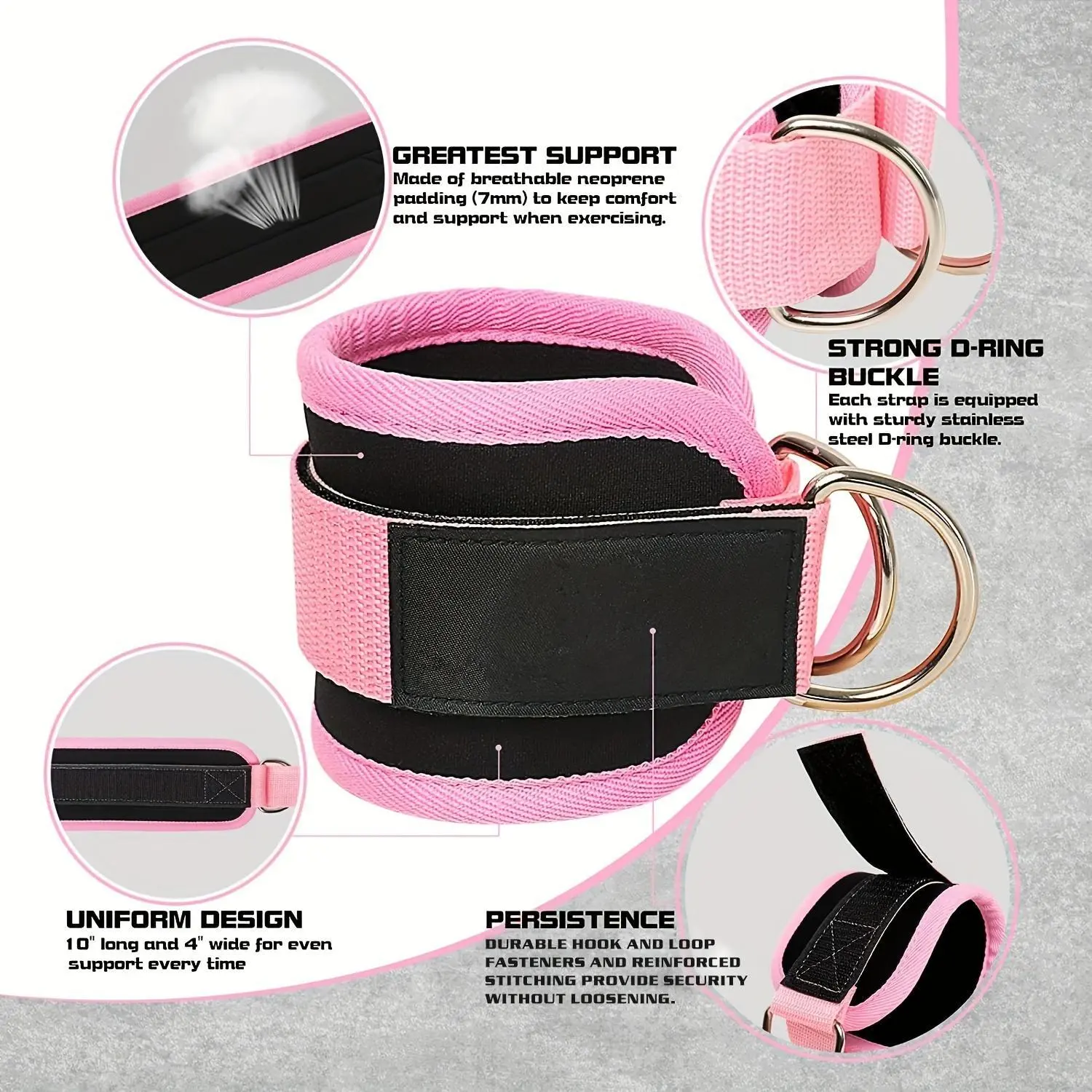 1pc Ankle Straps For Cable Machine, D-Ring Ankle Cuffs, Adjustable Comfortable Ankle Straps For Gym Fitness Workout Exercise Glute & Leg Muscles Strength Training