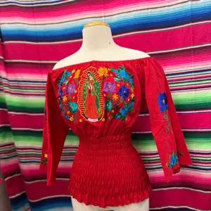 Virgen Maria blouse Long Sleeve Mexican Blouse Inspired by the Virgen María