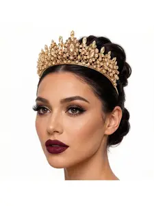 Baroque European and American beauty pageant bridal crown tiara alloy crystal wedding headband hair accessories crown