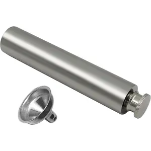 Stainless Steel 2oz Flat Bottom Mini Tube Flask Portable Cylindrical Hip Flask Drinkware Brush Finish