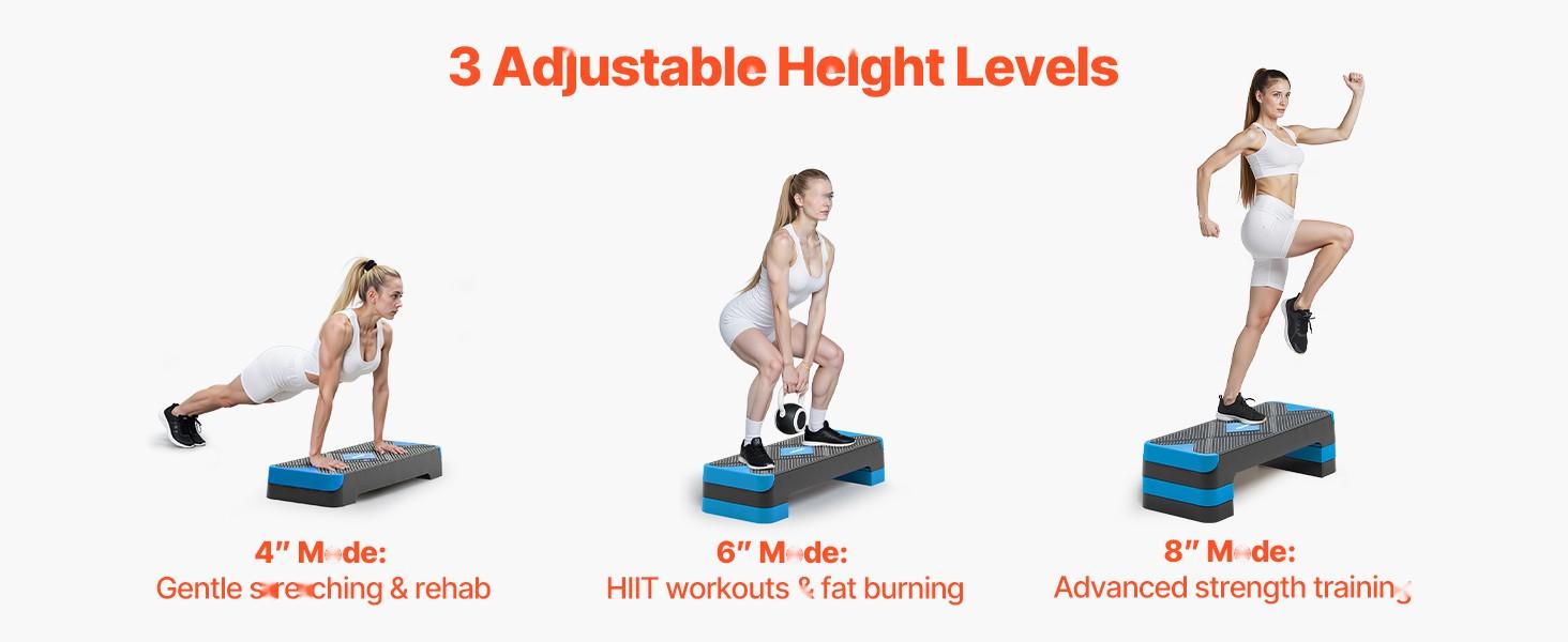 Aerobic Exercise Step Platform With Adjustable Height For Home Gym Cardio Training - Non Slip Surface Four Riser Levels, Blue, Durable And Stable Workout Stepper For Step Aerobics HiImpact Training, Cardio Conditioning And Fitness Aerobic Exercise Step Platform With Adjustable Height For Home Gym Cardio Training - Non Slip Surface Four Riser Levels, Blue, Durable And Stable Workout Stepper For Step Aerobics HiImpact Training, Cardio Conditioning And Fitness