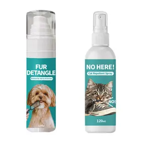 Pet Hair Detangling Spray & Natural Citrus Plant Formula Cat Repellent Spray Set, Advanced Formula, for Cats & Dogs