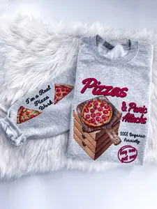 Pizza and Panic Attacks Anxiety Sweatshirt or Hoodie with sleeve prints Comfy Unisex Tops