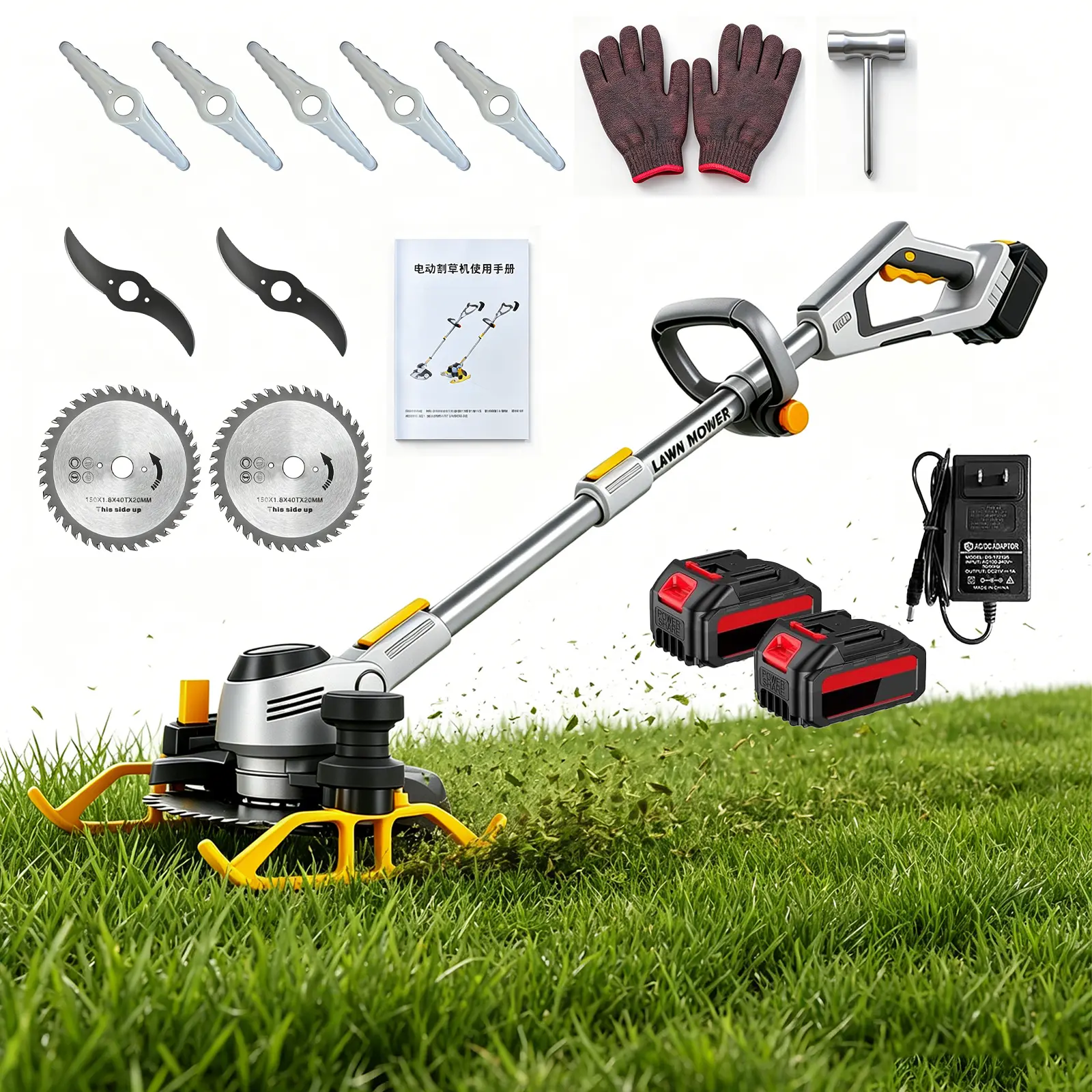 660W Brushless Cordless String Trimmer | Electric Weed Wacker Gas-Free Quiet | 3 Blades Edging Flower Beds & Under Bushes | Lightweight for Women & Seniors | Dual Batteries for Fall Yard Work