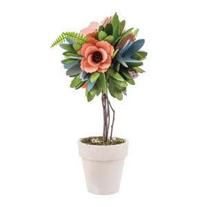 12 in. Spring Multicolor Floral Topiary Decor