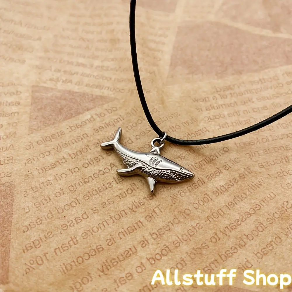 1pc Shark Pendant Necklace - Minimalist Unisex Jewelry for Men & Women, Durable Polyester Fiber Chain, Versatile Daily & Party Wear,  Gift, Year-Round Accessory.Kpop style jewelry.