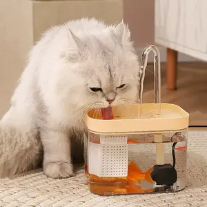 Pet drinking fountain，1.5L clear USB rechargeable automatic waterbowl with elbow，indoor automatic circulation water products，cats accessories
