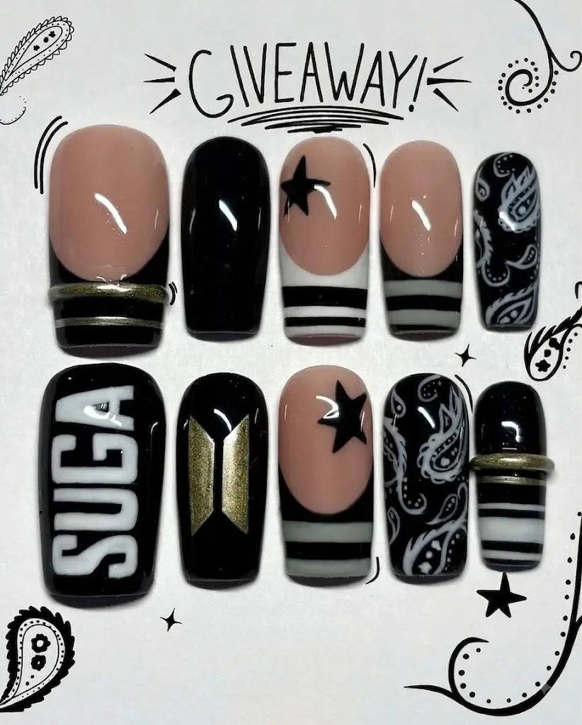 [New Model] 10 PCS Handmade Press on Nails, Arirang concert nails, Red Kpop Press on Nails Arirang, Kpop Army Bomb Fake Nails, Kpop Fan Gift, Y2K 3D Gel Nails, Trending Nail 2026