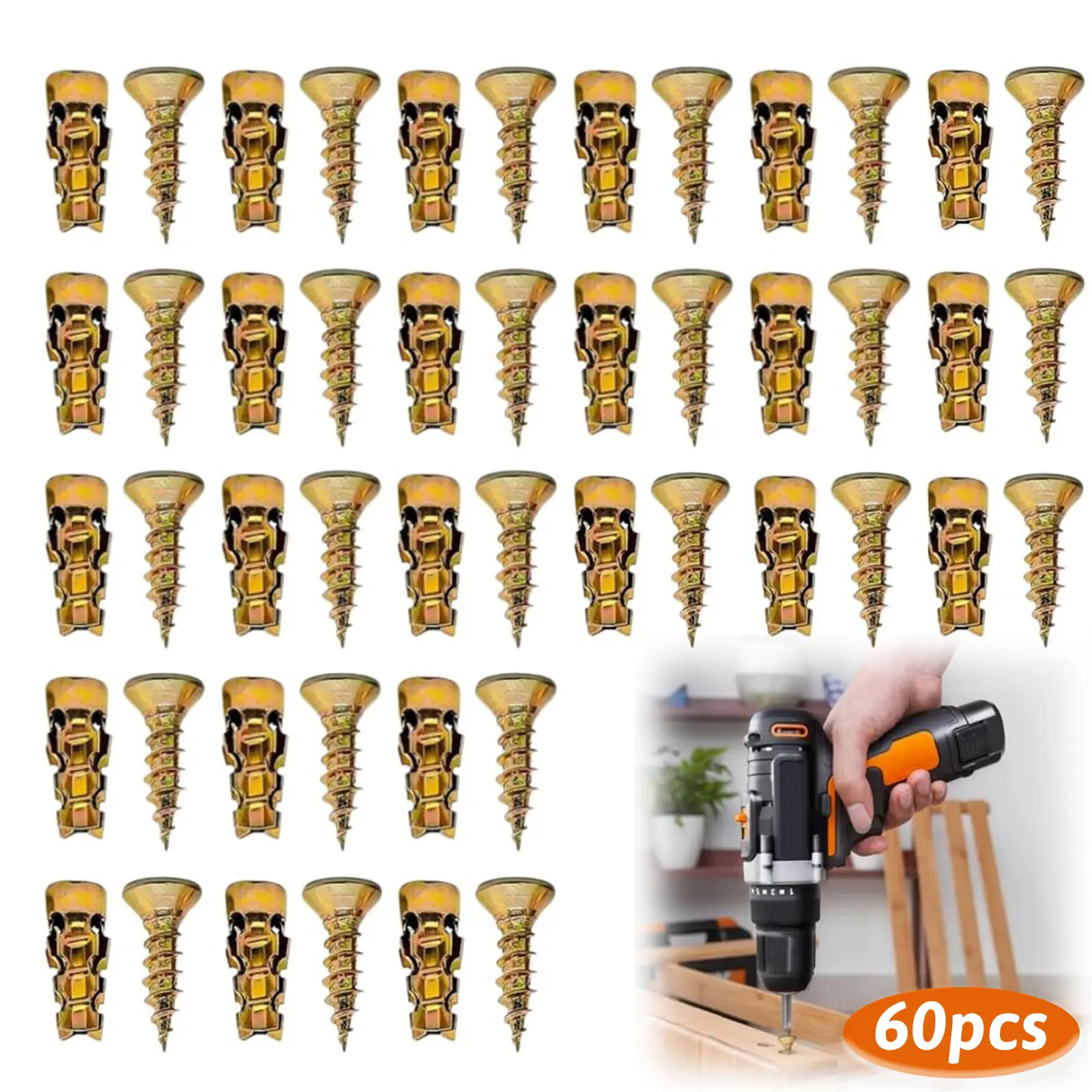 Drywall Self-Drilling Screw Anchors (240-Count), Heavy-Duty Zinc-Plated Steel with Conical Tip, No-Drill Effortless Installation for TV Bracket, Cabinet Mounting Projects