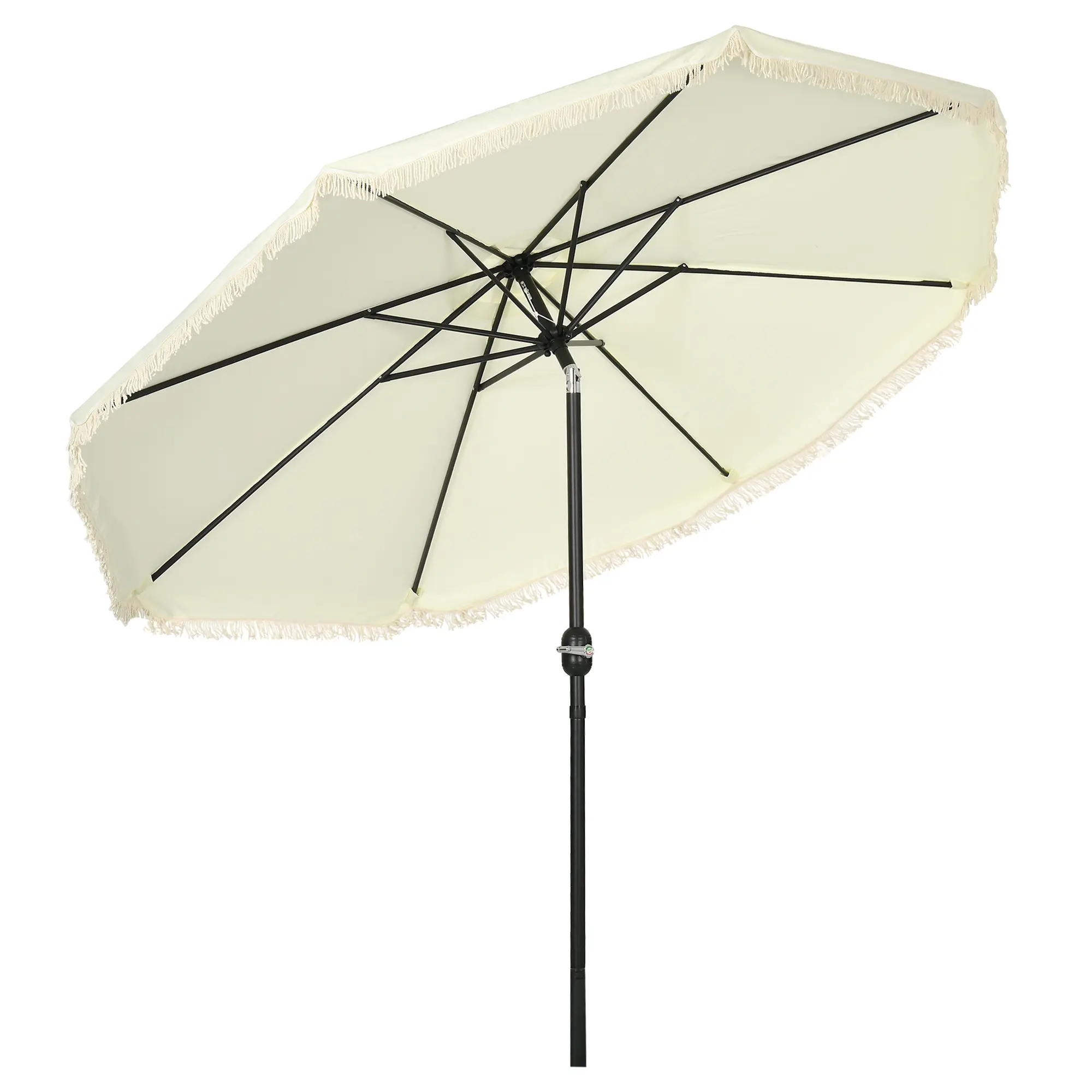 9ft Cream White Ruffled Patio Umbrella with Crank Lift, Tilt, 8 Ribs for Backyard, Pool & Deck - W2225P200478