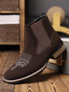 men's business fashion solid color chelsea boots, casual retro fashion boots for daily wear, male all-match trendy shoes for daily wear