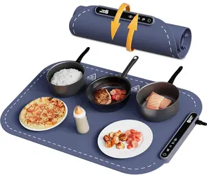 MAGIC MILL Magic Mill Food Warming Mat - 3 Heat Levels Roll-Up Design Non-Slip Feet Spill-Proof Edges Even Nano-Silicone Surface 10s Fast Heating Perfect for Parties & Home Buffets
