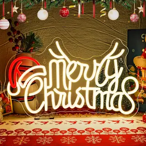 1pcs Christmas Glowing Reindeer Antlers Neon Light, LED Wall Hanging Neon Sign, USB Powered for Holiday Decorations, Home Office Shop Window Display