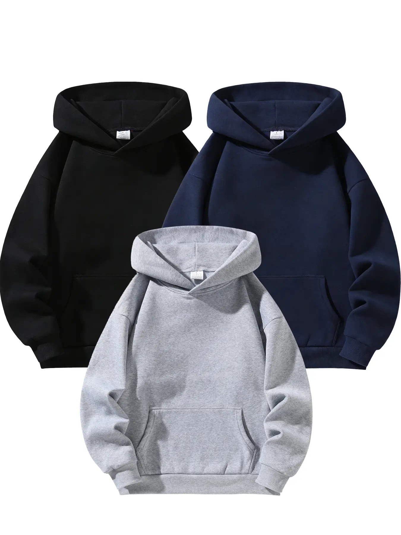 Men's Minimalist Plain Solid-Color Pullover Hoodie - Stylish Casual Long-Sleeve Sweatshirt with Front Pocket, Flat Ribbed Cuffs, Relaxed Drop-Shoulders for Everyday Commuting, Office Use (Pairs with Tops, Jeans)