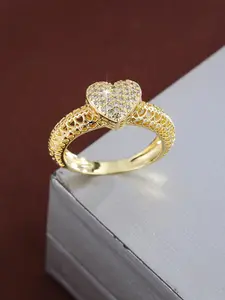 Fashion Heart Design with Artificial Zircons, Fashion Rings, Artificial Gemstone Ring, Heart Shaped Engagement Ring, Fashion Jewelry for Party, Daily Clothing Decor, Trendy All-match & Exquisite Jewelry for Birthday Gift