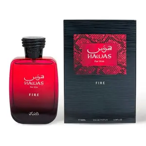 Hawas Fire Eau De Parfum Men Spray 100ML (3.4 Oz) by Rassasi Bold Arabian Perfume for Men