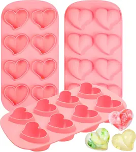 3Pcs/Set Heart Shaped Ice Cube Trays,8-Cavity Heart Silicone Molds for Whiskey,Cocktail,Chocolate,Ice Cubes,Candy with Fun Shapes,New Year Gifts,DIY Hand Tools Kits
