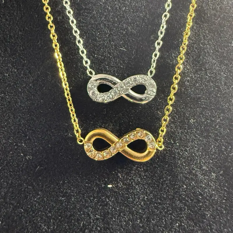 Stainless Steel Infinity Necklace in Silver and Gold with Twisted Design  for Youth Elegant and Versatile Accessory