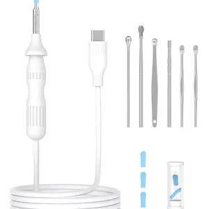 Portable Ear Wax Removal Tool, Soft Silicone Material, Safe for Ears, Compatible with iPhone/iPad/android, Includes Multiple Tools