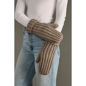 Taupe Chain Knit Mittens