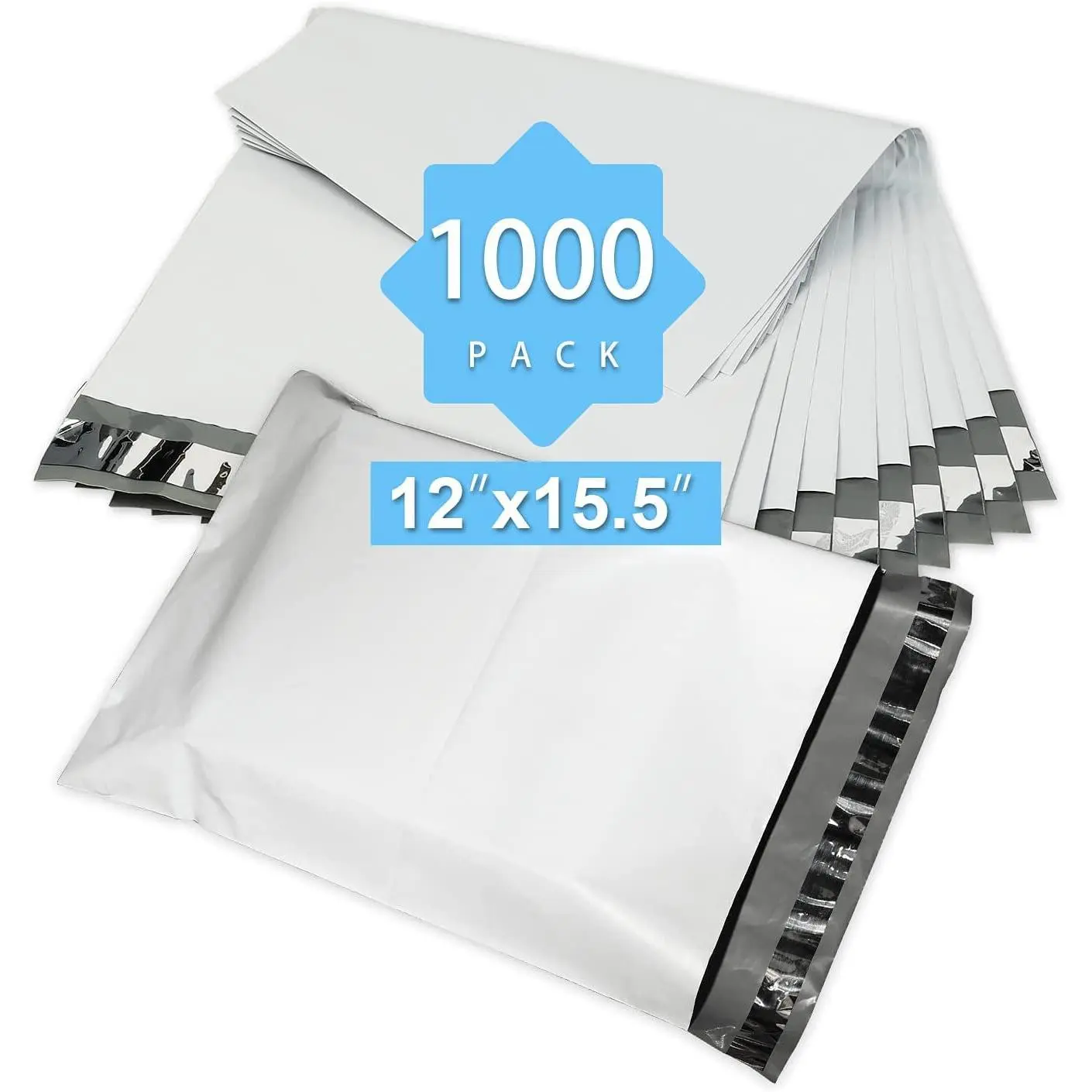 Reliable Mailer 12x15.5 Inch 1000Pcs White Poly Mailers Bulk Envelopes Shipping Bags Self Seal Adhesive Waterproof and Tear-Proof Postal Expandable Polyethylene for Business Shipping Packaging