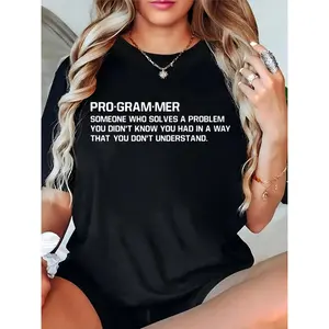 Women's Funny Programmer Definition T - Shirt | Humorous Tech Lover Tee for Programmers, Casual Office/Daily Wear, Ideal for Programmer's Day & Tech Enthusiasts