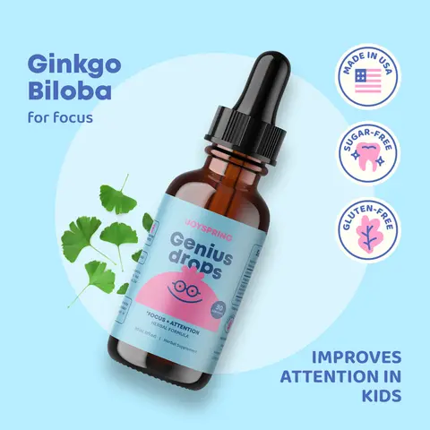 JoySpring Genius Drops Organic Focus Supplement | Stay Calmer & More Focused Naturally | Supports Concentration, Mental Clarity, and Cognitive Function
