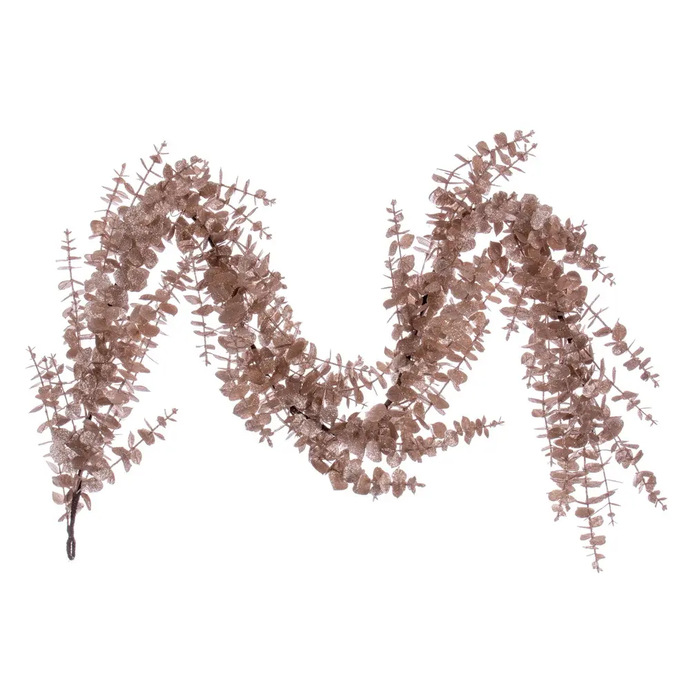 212 MAIN 6 ft (72 l x 3 w x 10 h in) Sparkling Glittered Plastic Eucalyptus Garland - Cafe Latte Floral Home Decor, Ideal for Gifting to Thank Someone, Wedding Table Centerpieces, Decoration