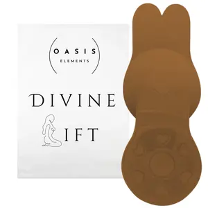 Oasis Elements Reusable Sticky Bunny Bra - Ultimate Adhesive Lift for Backless, Strapless Clothes - Divine Lift Kit in Brown - Breathable and Suitable for A-G Cup, Reusable up to 25x times outfit enhancer instant boost