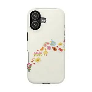 Summer Fruit Art Phone Case, Little Duck & Floral Cover, Hand-painted Style Case for Phone 14 13 12, Fruit Lover Gift