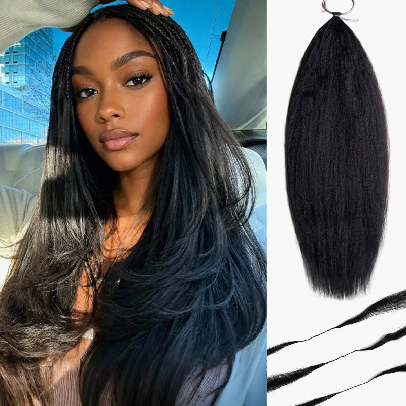 【NEW】ISEE HAIR Coarse Yaki Straight Human Hair Crochet Extensions, Miracle Knots Pre-Separated Knotless Crochet Braids, Natural Textured Yaki Straight Hair, 50g/Pack, Vacation Hairstyles