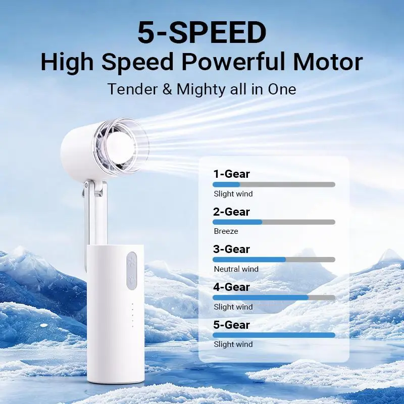 Portable Handheld Turbo Fan, 5 Gear Wind, 3000mAh Battery Operated, 3-Level Lighting, 170° Rotation, 3-In-1 Hand Fan Rechargeable With Air Turbo Tech Cooling Fan For Outdoor Activities, Travel, Working, Summer Selected Products
